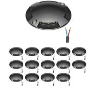 ledscom.de Lampe de sol à 15 LED, balisage RUNDA pour l'extérieur, IP67, 4 lampes, anthracite, ronde, 70 mm de diamètre, blanc chaud