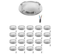 ledscom.de Lampe de sol à 20 LED, balisage RUNDA pour l'extérieur, IP67, 4 lampes, aluminium, ronde, 70 mm de diamètre, blanc chaud