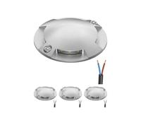 ledscom.de Lampe de sol à 4 LED, balisage RUNDA pour l'extérieur, IP67, 4 lampes, aluminium, ronde, 70 mm de diamètre, blanc chaud