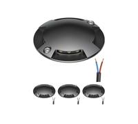 ledscom.de Lampe de sol à 4 LED, balisage RUNDA pour l'extérieur, IP67, 4 lampes, anthracite, ronde, 70 mm de diamètre, blanc chaud