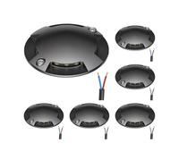 ledscom.de Lampe de sol à 6 LED, balisage RUNDA pour l'extérieur, IP67, 4 lampes, anthracite, ronde, 70 mm de diamètre, blanc chaud