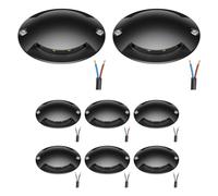 ledscom.de Lampe de sol à 8 LED, balisage RUNDA pour l'extérieur, IP67, 2 sources lumineuses, anthracite, ronde, 70 mm de diamètre, blanc chaud