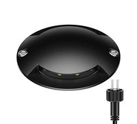ledscom.de Lampe de sol LED, marquage de chemin BUNDA pour l'extérieur, IP67, 2 flammes, noir, rond, 70mm Ø, blanc froid