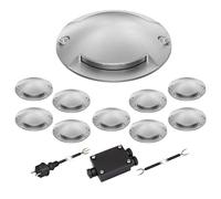 ledscom.de Lampe de sol LED RUNDA pour l'extérieur, IP67, 2 flammes, aluminium, rond, 70mm Ø, blanc chaud, set de 10