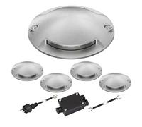 ledscom.de Lampe de sol LED RUNDA pour l'extérieur, IP67, 2 flammes, aluminium, ronde, 70mm Ø, blanc chaud, set de 5 pièces