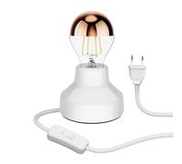 ledscom.de Lampe de table en porcelaine TIX, ronde, prise, interrupteur, blanc + lampe LED, 839lm, blanc chaud