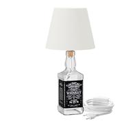 ledscom.de Lampe de table FLAKO, câble textile blanc, abat-jour blanc, ampoule LED E27 à 3 niveaux incluse