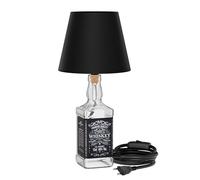 ledscom.de Lampe de table FLAKO, câble textile noir, abat-jour noir, in mpoule LED E27 à 3 niveaux (blanc chaud, 7,1 W, 963lm) sans bouteille
