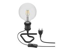 ledscom.de Lampe de table RETRA, interrupteur, noir + ampoule LED 838lm blanc chaud