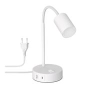 ledscom.de Lampe de table WAIKA, blanc, USB-A, USB-C, ampoule LED GU10 incluse (variateur à 3 niveaux, blanc, 6,1W, 609lm)