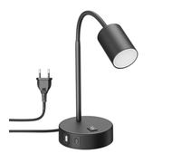 ledscom.de Lampe de table WAIKA, noir, USB-A, USB-C, ampoule LED GU10 incluse (variateur à 3 niveaux, blanc, 6,1W, 609lm)