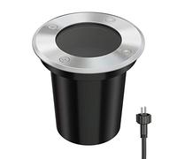 ledscom.de Lampe encastrée dans le sol BOJA pour l'extérieur, IP67, inox, ronde, 108mm Ø, 1x GU5.3 max. 15W