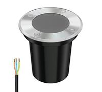 ledscom.de Lampe encastrée dans le sol BOLI pour l'extérieur, IP67, inox, ronde, 108mm Ø, 1x GU10 max. 15W, givrée