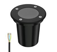 ledscom.de Lampe encastrée dans le sol BOLI pour l'extérieur, IP67, noir, rond, 108mm Ø, 1x GU10 max. 15W, givré