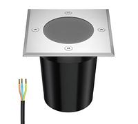 ledscom.de Lampe encastrée dans le sol RELI pour l'extérieur, IP67, inox, carrée, 11 x 11cm, 1x GU10 max. 15W, givré