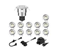 ledscom.de Lampe LED à encastrer au sol Atria pour l'extérieur aluminium blanc chaud, 14lm chacune, IP65, 40mm Ø 12er Set