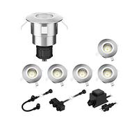 ledscom.de Lampe LED à encastrer au sol Atria pour l'extérieur aluminium blanc chaud, 14lm chacune, IP65, 40mm Ø 6er Set