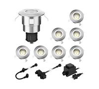 ledscom.de Lampe LED à encastrer au sol Atria pour l'extérieur aluminium blanc chaud 14lm IP65 chacune 40mm Ø 8er Set