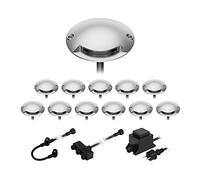ledscom.de Lampe LED de sol en saillie Bunda, 1 flamme, pour l'extérieur, carrossable, blanc chaud, set de 12 pièces