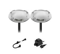 ledscom.de Lampe LED de sol en saillie Bunda, 4 flammes, pour l'extérieur, carrossable, blanc froid, lot de 2