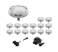 ledscom.de Lampe LED de sol en saillie Bunda pour l'extérieur, à 4 flammes, carrossable, blanc froid, set de 15 pièces