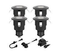 ledscom.de Lampe LED encastrée dans le sol ATRIA pour l'extérieur, IP65, noir, rond, 40mm Ø, blanc chaud 4er Set