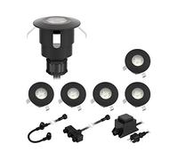 ledscom.de Lampe LED encastrée dans le sol ATRIA pour l'extérieur, IP65, noir, rond, 40mm Ø, blanc chaud 6er Set