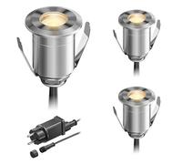 ledscom.de Lampe LED encastrée dans le sol BINO pour l'extérieur, IP67, 32mm Ø, blanc chaud, set de 3 pièces