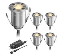 ledscom.de Lampe LED encastrée dans le sol BINO pour l'extérieur, IP67, 32mm Ø, blanc chaud, set de 5 pièces