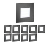 ledscom.de Lot de 10 lampes d'escalier/appliques murales encastrables à LED FEX pour l'intérieur et l'extérieur, de forme carrée, couleur anthracite, 85 x 85 mm, blanc froid