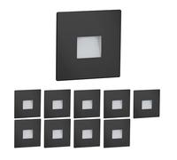 ledscom.de Lot de 10 luminaires LED pour escalier/encastrés muraux FOW pour l'intérieur et l'extérieur, downlight, forme carrée, noir, 85 x 85 mm, blanc froid