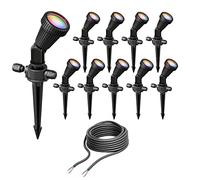 ledscom.de Lot de 10 projecteurs de jardin avec piquet de terre PIRK, pour l'extérieur, IP44, noir, y compris Smart Home RGBW GU10 LEDs 473lm chacun