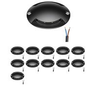 ledscom.de Lot de 12 lampes de sol à LED, balisage RUNDA pour l'extérieur, IP67, 2 lampes, anthracite, rondes, Ø 70 mm, blanc chaud