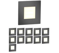ledscom.de Lot de 12 luminaires LED d'escalier/encastrés muraux FEX pour l'intérieur et l'extérieur, de forme carrée, couleur anthracite, 85 x 85 mm, blanc chaud