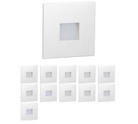 ledscom.de Lot de 12 luminaires LED pour escalier/encastrés muraux FOW pour l'intérieur et l'extérieur, downlight, forme carrée, 85 x 85 mm, blanc chaud