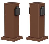 ledscom.de : Lot de 2 colonnes de prises pour l'extérieur, modèle Polly, IP44, double prise, en acier inoxydable, couleur marron, forme rectangulaire, dimensions 27 cm