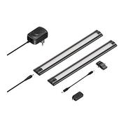 ledscom.de Lot de 2 lampes LED sous châssis SIRIS noir mat avec variateur tactile, plat, 30cm chacun, 368lm chacun, blanc chaud