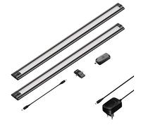 ledscom.de Lot de 2 lampes LED sous châssis SIRIS noir mat avec variateur tactile, plat, 50cm chacun, 531lm chacun, blanc chaud