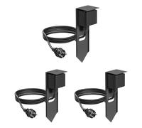ledscom.de Lot de 3 colonnes de Prises de Jardin PIWI avec Piquet et câble de 5 m pour l'extérieur, IP44, 1 Prise, Anthracite
