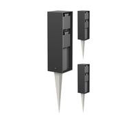 ledscom.de Lot de 3 colonnes de Prises de Jardin POKU avec Piquet d'ancrage pour l'extérieur, IP44, Double Prise, Anthracite, carrées, 23 cm