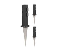 ledscom.de Lot de 3 colonnes de Prises de Jardin « Polly » avec Piquet d'ancrage pour l'extérieur, IP44, 4 Prises, Acier Inoxydable, Forme carrée, Noir, 40 cm