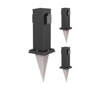 ledscom.de Lot de 3 colonnes de Prises de Jardin « Polly » avec Piquet, pour l'extérieur, IP44, 2 Prises, Acier Inoxydable, carrées, Noires, 27 cm
