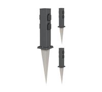 ledscom.de Lot de 3 colonnes de Prises de Jardin « Polly » avec Piquet, pour l'extérieur, IP44, 4 Prises, Acier Inoxydable, Forme carrée, Anthracite, 40 cm