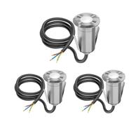 ledscom.de Lot de 3 luminaires LED encastrés au sol GLOX pour l'extérieur, IP67, aluminium, ronds, Ø 35 mm, blancs, mats