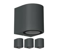 ledscom.de Lot de 4 appliques murales ALSE Downlight pour l'extérieur, anthracite, aluminium, rondes, avec ampoule LED GU10 incluse, 450 lm, lumière blanche