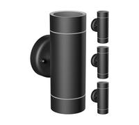 ledscom.de Lot de 4 appliques murales WEDO pour l'extérieur, IP44, éclairage vers le haut/vers le bas, noir mat, rondes, 2 x GU10, max. 35 W