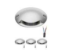 ledscom.de Lot de 4 lampes de sol à LED, balisage RUNDA pour l'extérieur, IP67, aluminium, rondes, 70 mm de diamètre, blanc chaud