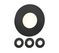 ledscom.de Lot de 4 lampes d'escalier/appliques encastrables à LED FEX pour l'intérieur et l'extérieur, rondes, noires, Ø 85 mm, blanc chaud