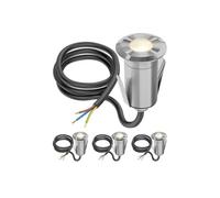 ledscom.de Lot de 4 luminaires LED encastrés au sol GLOX pour l'extérieur, IP67, aluminium, ronds, Ø 35 mm, blanc chaud, mat