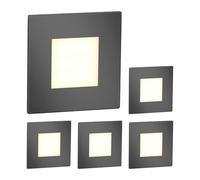 ledscom.de : 5 spots LED pour escaliers/appliques murales FEX, pour intérieur et extérieur, carrés, anthracite, 85 x 85 mm, lumière blanc chaud – Anthracite / Couleur de la lumière : Blanc chaud, Quan